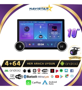 Peugeot 307 DUAL KNOB 10" 2002-2013 KNOB Model 4GB + 64GB Android 13 Kablosuz Carplay Navigasyon Multimedya Sistemi