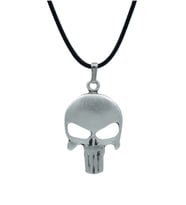 Punisher Cezalandırıcı Deri ip Kolye - Gümüş Kaplama - Kadın Erkek Kolye - No:845
