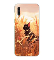 Samsung Galaxy A50 - A30S Uyumlu Doğa ve Kedi Tasarımlı Şeffaf Telefon Kılıfı