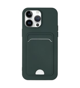 Apple İphone 14 Pro Kılıf Kelvin Kartvizitli Silikon - Koyu Yeşil