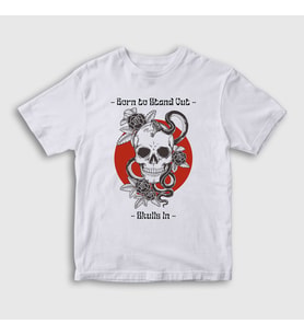 Presmono Unisex Çocuk Beyaz Born To Stand Out Skulls In T-Shirt 507187tt