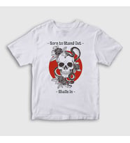 Presmono Unisex Çocuk Beyaz Born To Stand Out Skulls In T-Shirt 507187tt