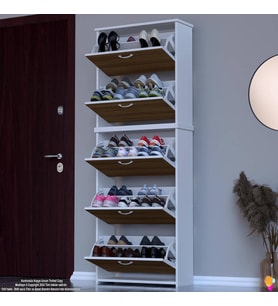 Modilayn VERVE Antre 72x194x 26 cm lik 5 Düşer Kapak 10 Göz Bölmeli Ayakkabılık