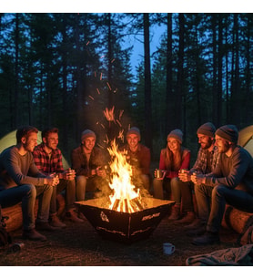 Kamp Ayısı® FireNest™: Basic Taşınabilir Ateş Çukuru - 3mm Karbon Çelik, Çantalı (Siyah)