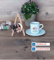 Drama Öğretmeni Türk Kahvesi Fincanı Ahşap Altlıklı ve Fotoğraflı Ahşap Anahtarlık Hediye Öğretmenler Günü Hediyesi (Model 2)