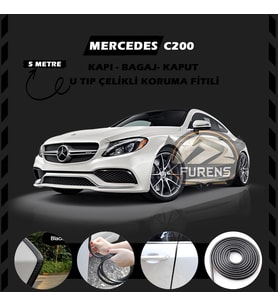 Mercedes C200 Oto Araç Kapı Koruma Fitili 5metre Parlak Siyah Renk