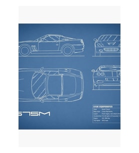 575m Superamerica Blueprint Tablo Ahşap Poster Dekoratif