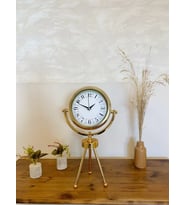 MCG Gold Metal Mini Tripod Desenli Masa Saati 45×26 cm