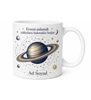 Yıldızları Gözlemleyenlere Astronomik Harita Satürn Çizimli Kupa Bardak Hediye