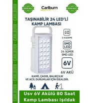 #Işıldak Şarjlı Led Portatif Güçlü Aydınlatma Feneri Usv 6V Akülü 80 Saat Kamp Lambası Işıldak