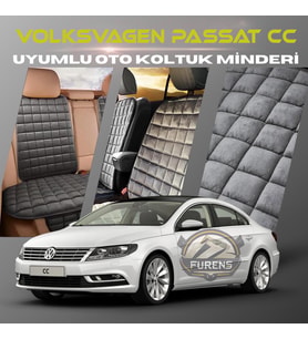 Volksvogen Passat cc Antrasit Renk Tay Tüyü Cepli & Terletmez Sırtlı Oto Koltuk Minder Seti - Koltuk Koruma Kılıfı (ÖN & ARKA TAM SET)