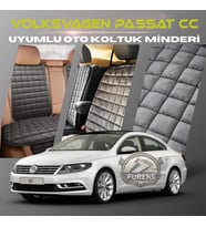 Volksvogen Passat cc Antrasit Renk Tay Tüyü Cepli & Terletmez Sırtlı Oto Koltuk Minder Seti - Koltuk Koruma Kılıfı (ÖN & ARKA TAM SET)