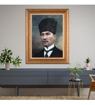 Altın Varaklı Paspartulu Çerçeveli Tablo hb659
