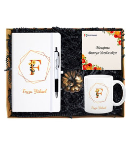 Kişiye Özel Defter Kalem Kupa ve Dekoratif Biblo Hediye Set