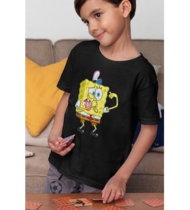 Süngerbob Baskılı Unisex Çizgi Film Çocuk Tişört (1-12 YAŞ)
