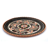 Yuvarlak İşlemeli Bakır Servis Tepsisi 29 Cm (Metal)