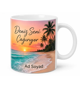 Antalya Palmiye Deniz Temalı Sıcak Yaz Kupası Tatil Hediye Bardak