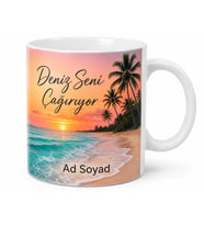 Antalya Palmiye Deniz Temalı Sıcak Yaz Kupası Tatil Hediye Bardak