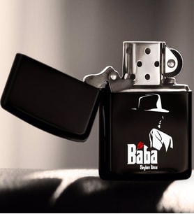 BK Gift Kişiye Özel Godfather Baba Tasarımlı Renkli Baskılı Benzinli Siyah Metal Çakmak-16