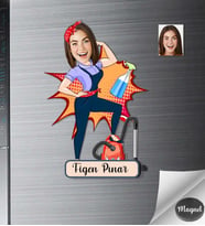 Kişiye Özel Kadın Ahşap Magnet -11