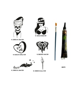 Davetkar Modeller Tüp Kına ve Fırça hediyeli Tattoo Geçici Dövme Seti