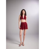 Beli Lastikli Mini Comfy Şort Bordo