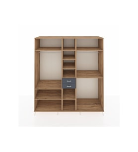 Kronos Dolap 10 Raflı 2 Çekmeceli 3 Askılı 220x59x243 Çam-Çam/Antrasit
