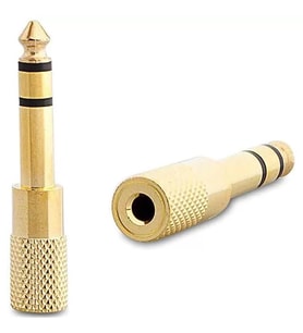 6.3 Mm Stereo Erkek-3.5 Mm Stereo Dişi Sarı Metal Gold Fiş Çevirici