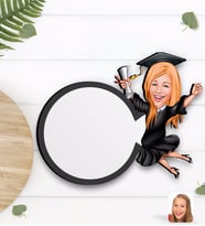 BK Gift Kişiye Özel Kadın Mezun Karikatürlü Ahşap Bardak Altlığı-1