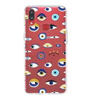 PrintiFy Samsung Galaxy A10s ile Uyumlu 1mm Slim Fit Nazar Boncuğu 2 Baskılı Şeffaf  Kılıf