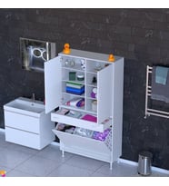 Modilayn YENİ AFRA 95x173x32,5 cm' lik 1 Çekmece, 3 Göz Sepet, 2 Kapak, 8 Raf Dar Alan Banyo Dolabı