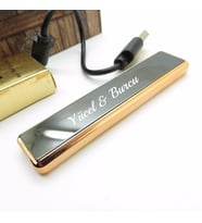 Wings İsme Özel Titanyum Gold Elektronik Şarjlı Çakmak  Hediyelik Kutusunda
