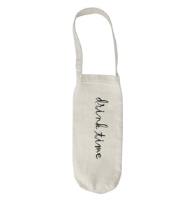 Yazı Baskılı Bej Denim Şişe Çantası? 35 x 13 Cm