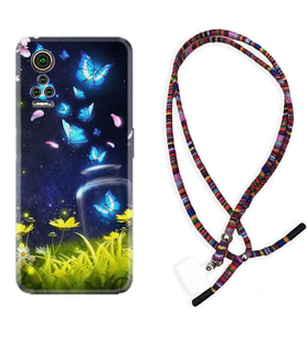 General Mobile GM 21 Pro GM 22 Pro Plus Kılıf Boyun Asklı Rasta Silikon Neon Butterflys 1309