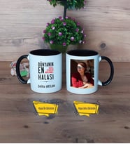 Halaya Hediye Kupa Bardak Siyah Fotoğraflı Halaya Doğum Günü Hediyesi