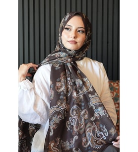 Paisley Desen Acı Kahve Soft Pamuk Şal (Standart)