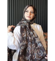 Paisley Desen Acı Kahve Soft Pamuk Şal (Standart)
