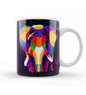 Popart Animals Colorful Elephant ini Pop Art Kupa Bardak Porselen