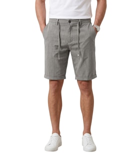DeepSea Gri Slim Fit Likralı Çizgi Dokulu Beli Lastikli İpli Erkek Şort Kapri 2601743