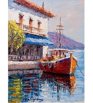 Ege Kasabası Sayılarla Boyama Seti 50x65 cm (Tuvale Gerili)