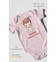 Ailenin Favori Üyesi Baskılı Bebek Zıbını – Çıtçıtlı Body  %100 Pamuk Kısa Kol (Bebek Pembesi)