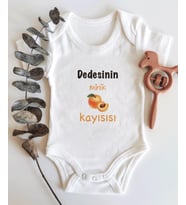 Dedesinin Minik Kayısısı Yazılı Kısa Kol Organik Bebek Body