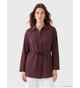 LCW Modest Bordo Bağlamalı Kadın Gömlek Tunik