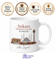 Ankara Şehir Temalı Tasarım Baskılı Kupa Bardak Hediye Porselen Mug