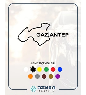 Gaziantep Harita Araba Sticker siyah 18x8 CM (Siyah)