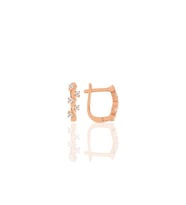 Gümüş rose zirkon taşlı dalgalı klipsli j küpe  SGTL11428ROSE