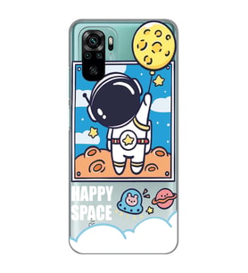 Redmi Note 10/Note 10S Uyumlu Astronot Desenli Şeffaf Telefon Kılıfı