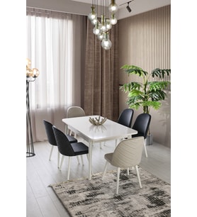 BAHAR MDF AÇILIR YEMEK MASASI+6 SANDALYE