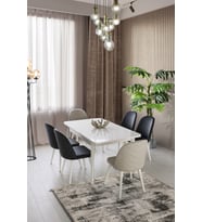BAHAR MDF AÇILIR YEMEK MASASI+6 SANDALYE