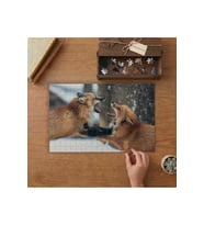 Sevimli Kızıl Tilkiler Tasarımı 240 parça Ahşap Puzzle Ahşap Kutuda MP04014